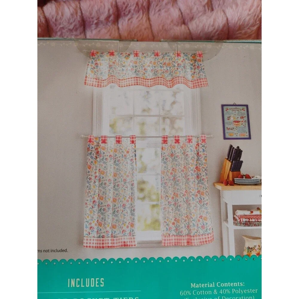 Pioneer Woman Floral Mazie Small Curtain & Valance 3 Piece Set New. P6